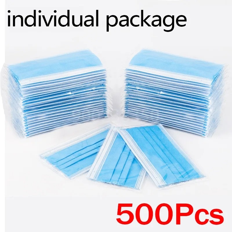 Disposable Mask Blue - 50-500 قطعة من أقنعة الوجه القابلة